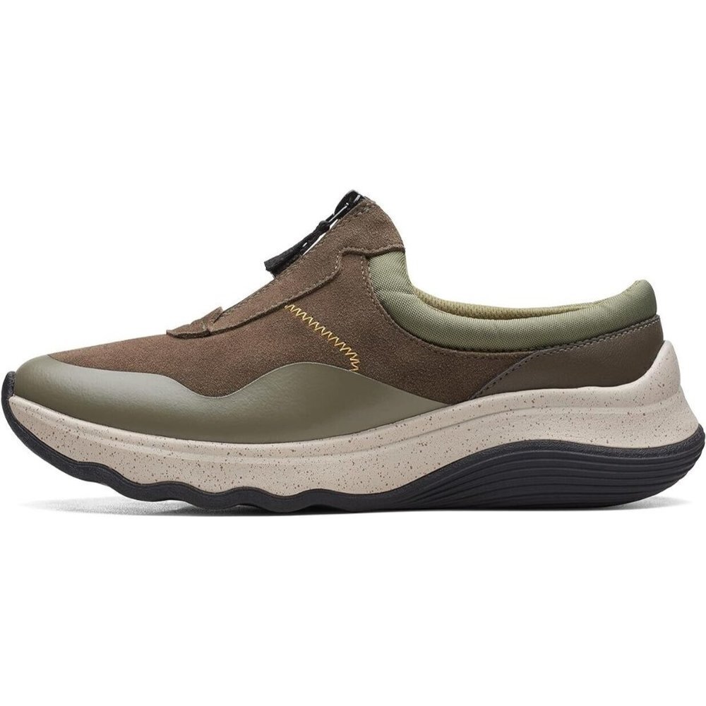 Clarks Women's Jaunt Way Clog‎ Dark Olive Leather Slip On Comfort NEW 11 W